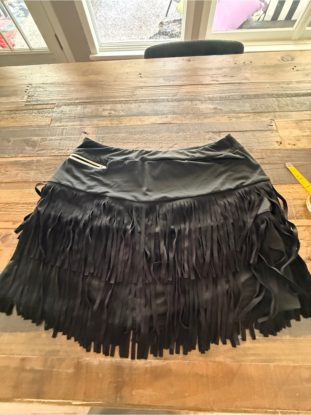 Black Fringe Layered Women's Athletic Skirt
